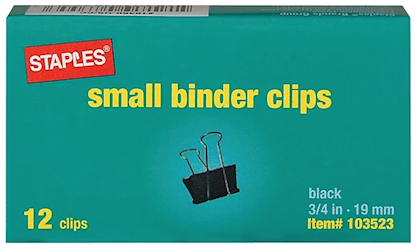 BINDER CLIPS, SMALL, STAPLES, BLACK, 12/CT LARGE